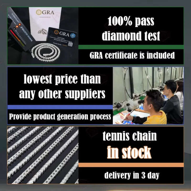 Hiphop 6mm Necklaces Cross Pendant S Custom VVS Iced Out Moissanite Tennis Chain