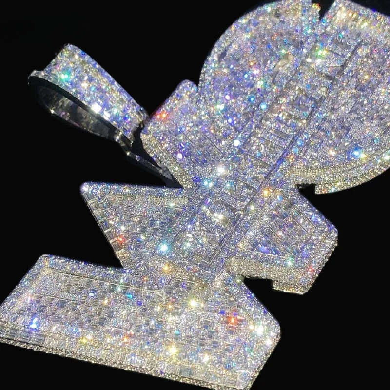 necklace moissanite chain Iced Out Jewelry Moissanite Letters Dias Necklace Hip Hop Sier Custom Pendant