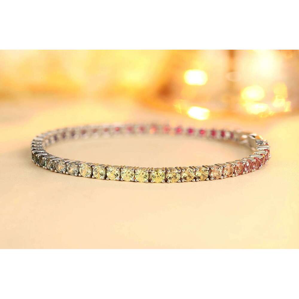 Anster Gradient Rainbow 3.0mm Round Shape Tennis Bracelet S Unisex Fashion Jewelry Lab Grown Color Sapphires Custom