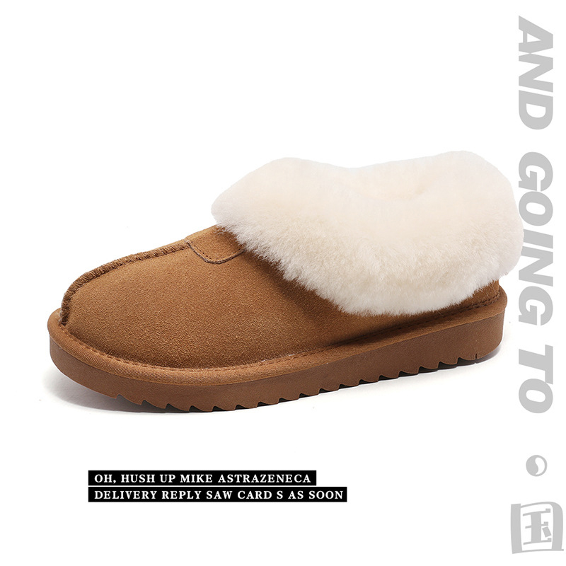 EBV designer shoes hot free shipping High quality cowhide fur on Leather new wool and plush thick warm and anti slip snow boots for woman