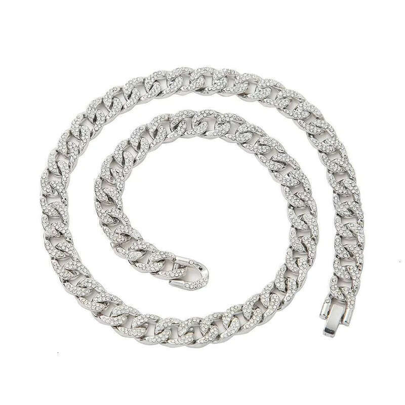 DHCollections Hip Hop for Men Bling Iced Out Cuban Link Chain Gold & Sier Plated Rhinestone Rapper Necklace Fashion Jewellery 18-24 Inch 1 Piece