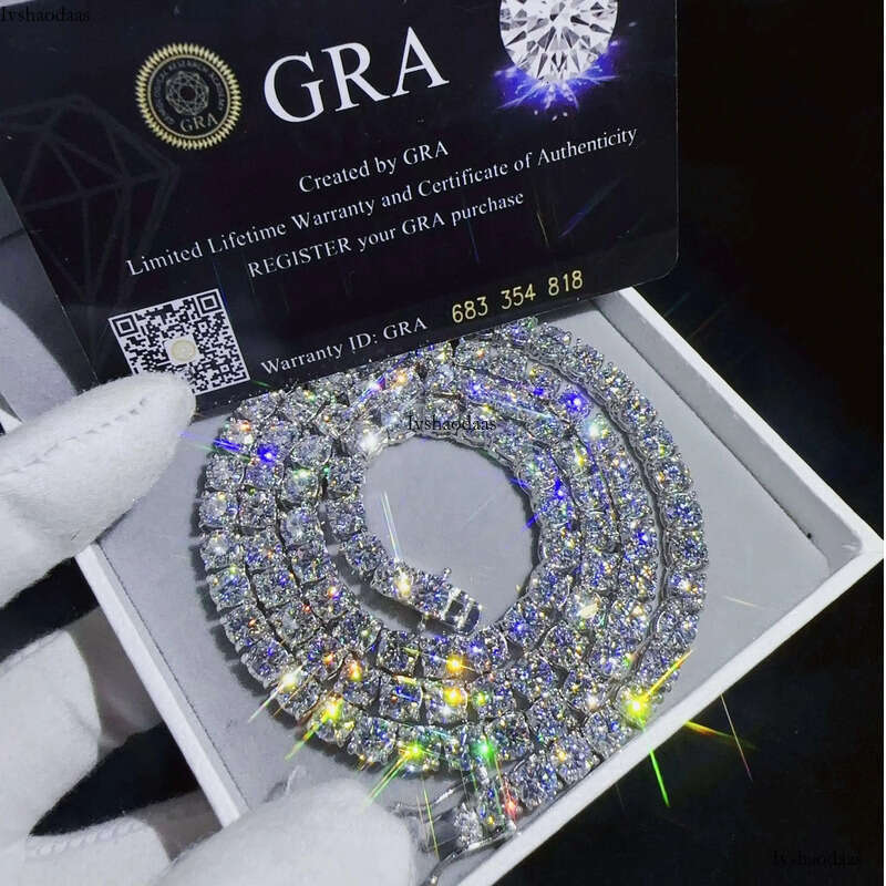 Hip Hop 5mm Necklaces Charm in Stock Sier Vvs Moissanite Iced Out Fashion Tennis Chain