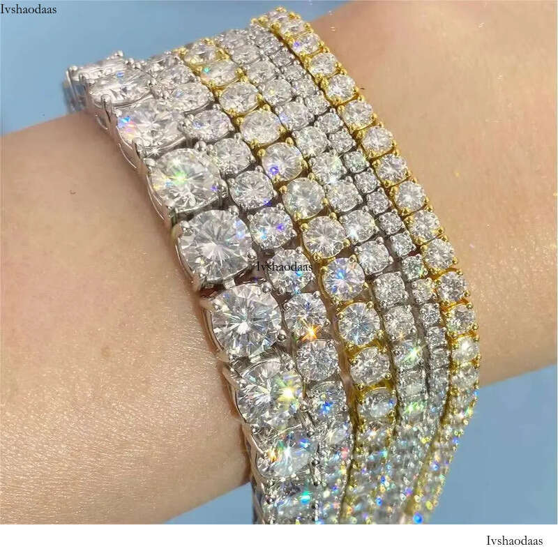 Fine Jewelry Hip Hop Sterling Sier Iced Out Tennis Chain for Men Women VVS Moissanite Dia Bracelet