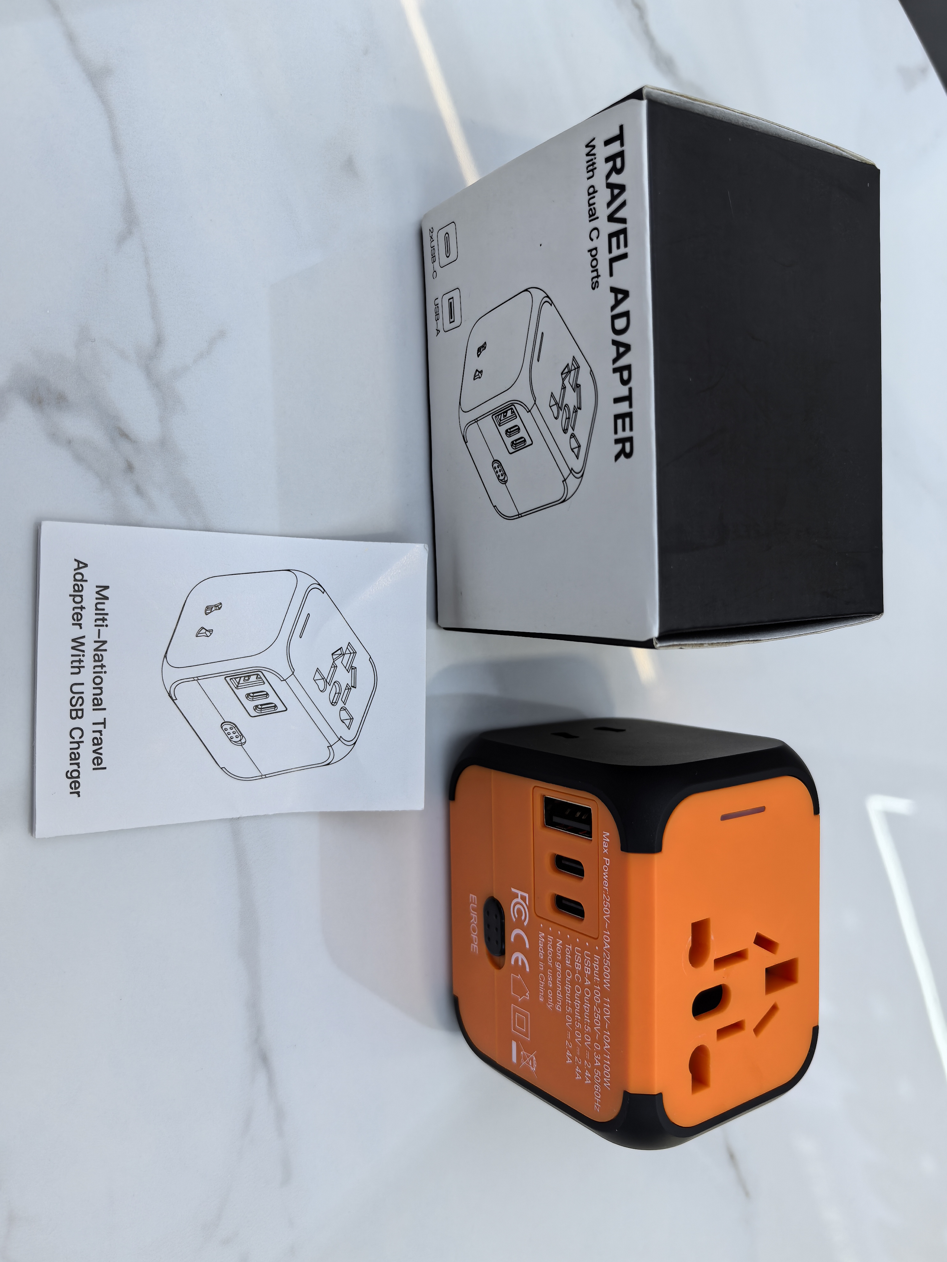 Universal Travel Adapter Travel Plug Adapter for US/EU/UK/AUS 2 USB A and 1 USB C Power Adapter Dual Fuses Eight Protection Portable Universal Socket 