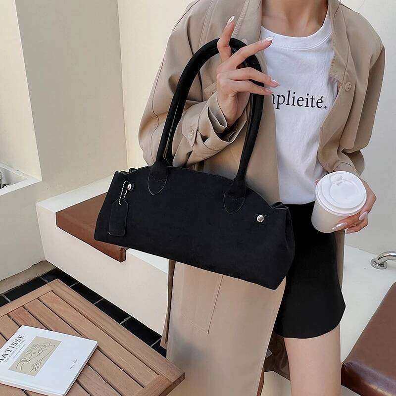 French Style Underarm Shoulder Bags For Women PU Suede Pure Color Top-Handle Bag Autumn New Designer Handbags Hot Selling