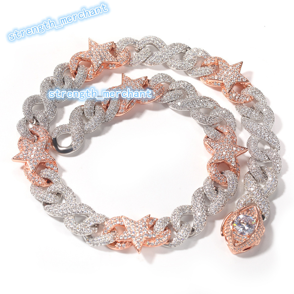 Hot Popular New Design Fashion Girls Moissanite Jewelry Iced Out 925Silver Chain 1016mm Necklace Two Tone with Eye Clasp
