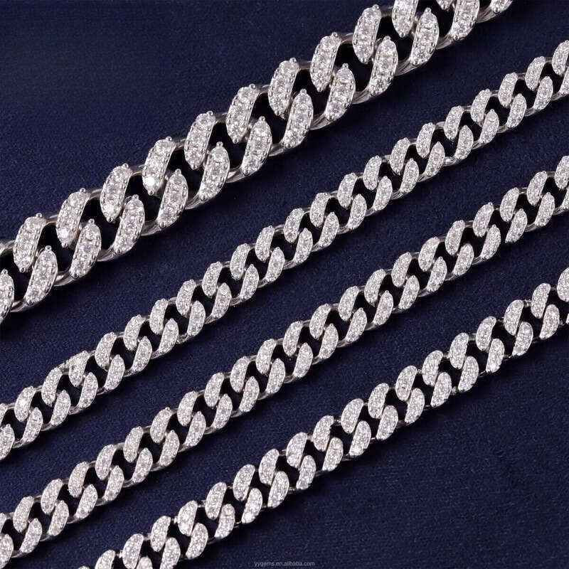 Bling Hip Hop 6mm 10mm Single Row Sier Pass Dia Tester Moissanite Necklace Cuban Link Chain