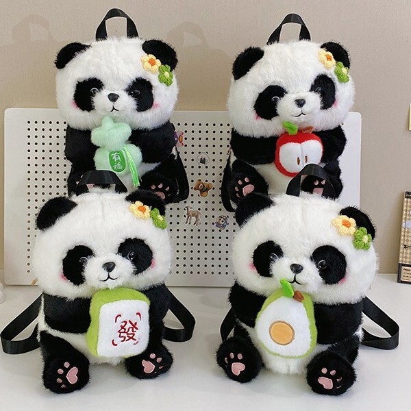 2025 New Cute Panda Backpack Designer Plush Bag Lightweight Travel Backpack