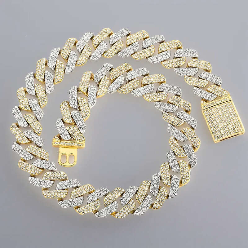 Fashion jewelry 20MM3 row moissanite hip-hop Cuban chain exaggerated rap men's designer necklace