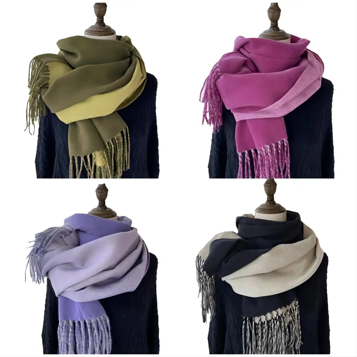 Golexury Winter Double Side Cashmere Scarf Soft Warm Wool Scarves Pashmina Shawl Black Mens Poncho Cashmere Scarf 250930