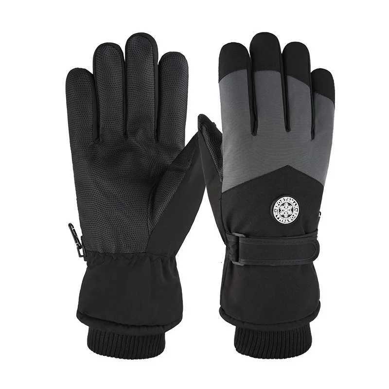Winter Unisex Snowboard Ski Gloves PU Leather Nonslip Touch Screen Waterproof Motorcycle Cycling Fleece Warm Snow Gloves Z250925