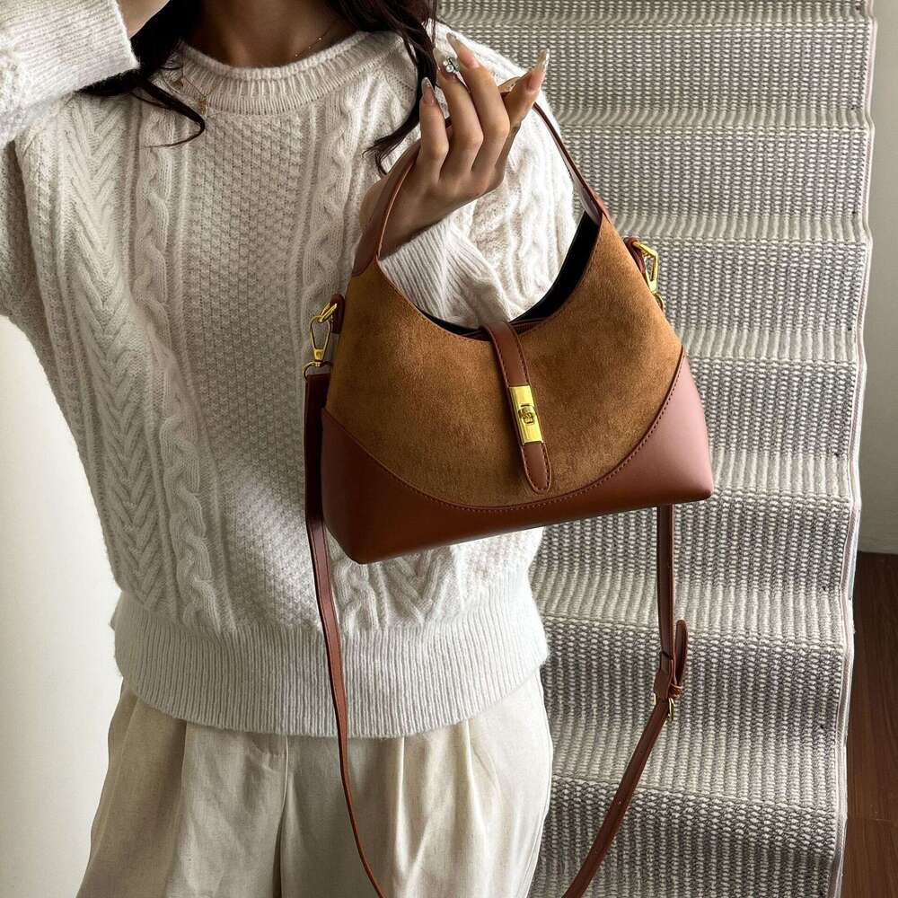 Fashion Vintage Crossbody Bag Women Designer Handbag Color-Block Women Versatile Commuter Handbag Fashion Dumpling Bag