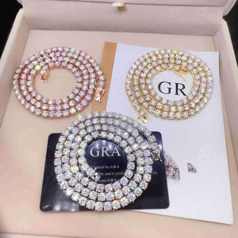 Good Price Gra Certified Vvs Moissanite Sterg Sier Solid Gold Tennis Chain