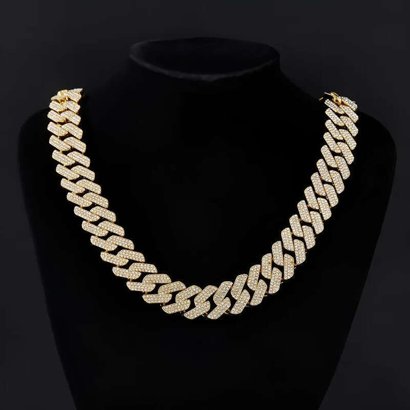 Fashion jewelry 20MM3 row moissanite hip-hop Cuban chain exaggerated rap men's designer necklace
