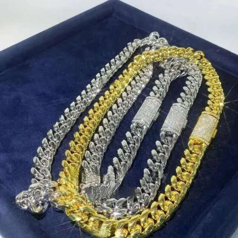 Vvs Moissanite Dia Sterg Sier Gold Iced Out Letter Necklace Cuban k Chain Hip Hop Custom Name Pendant