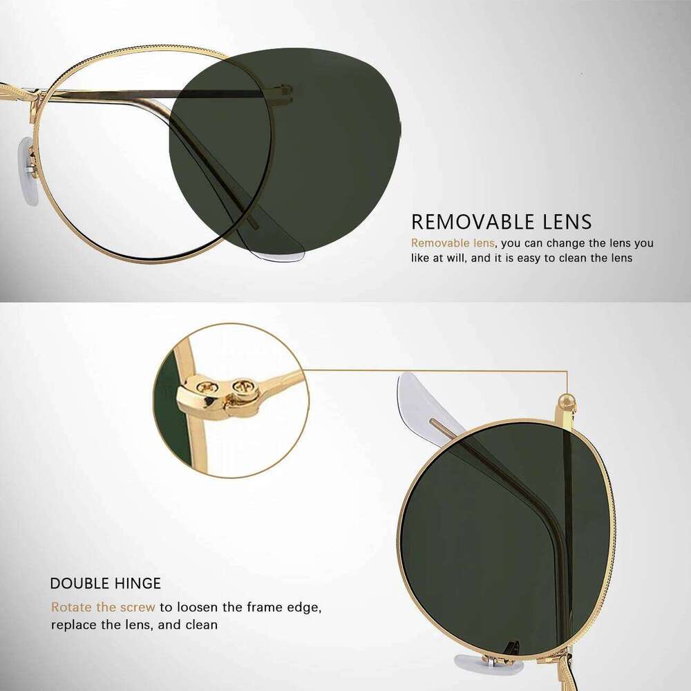 JULI Classic Round Sunglasses for Men Women UV400 Protection Glass Len Gafas De Sol 8802