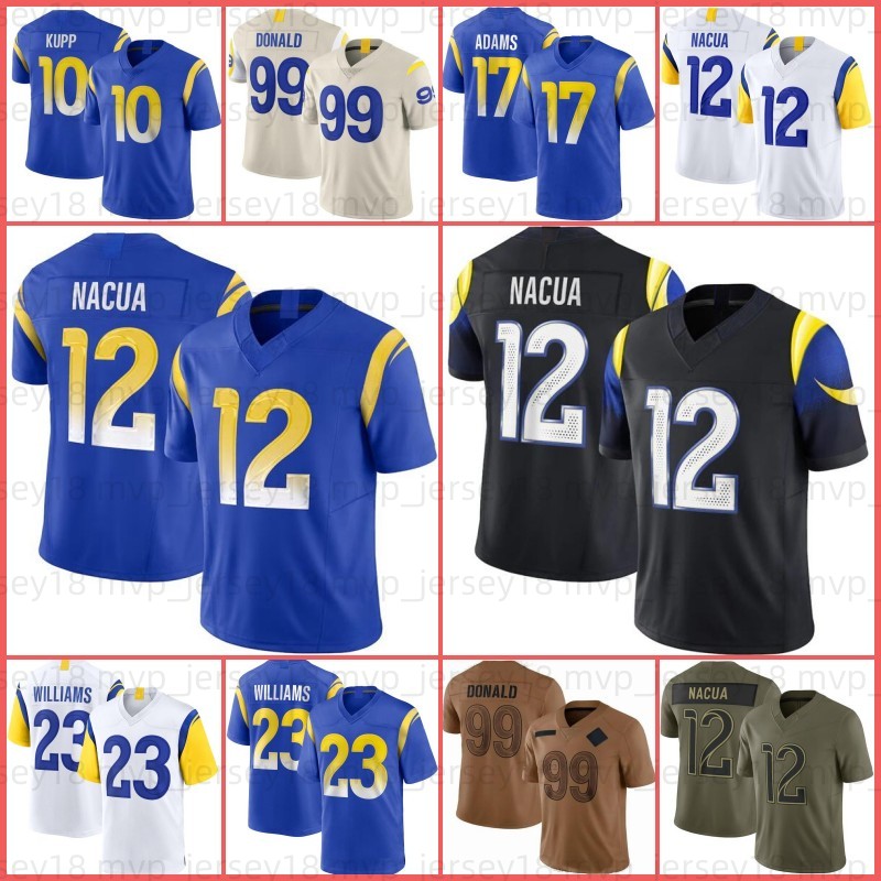 12 Puka Nacua 99 Aaron Donald Matthew Stafford Football Jersey Davante Adams Jared Verse Kyren Williams Braden Fiske Kobie Turner Steve Avila Blake Corum Parkinson