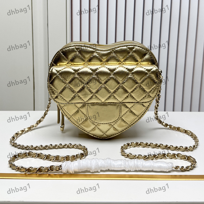 25k Love Cosmetic Bag Designer Ladys Shoulder Bag Genuine Leather Checkered Pattern Gold Hardware Metal Zipper Matelasse Chain Luxury Handbag Crossbody 19/13cm