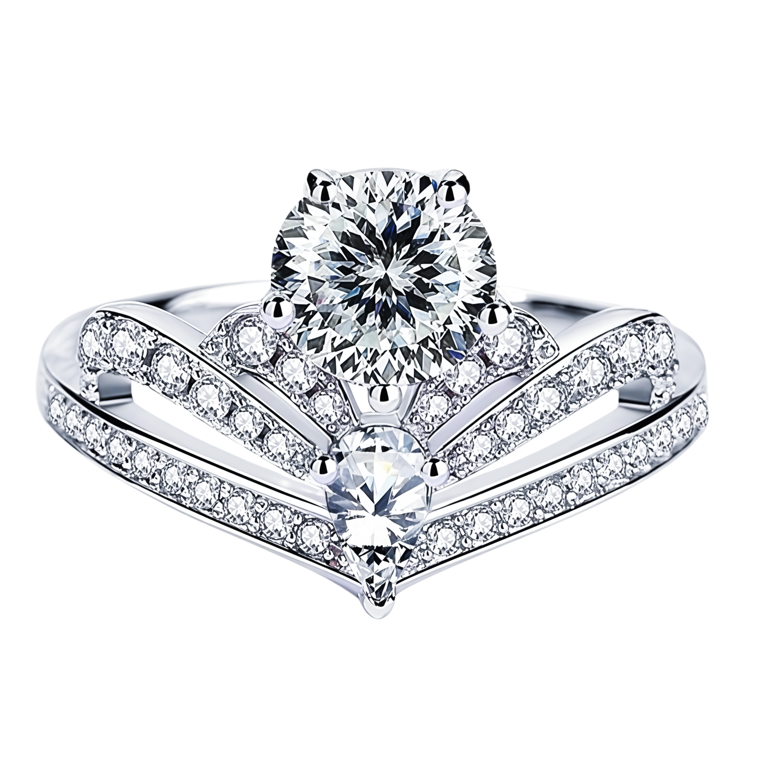 WenGem Jewelry 1CT Moissanite 3-Crown Ring for Women Luxury Fashionable Multicolor Birthstone Band Anniversary Jewelry Gift 925 Sterling Silver Plated
