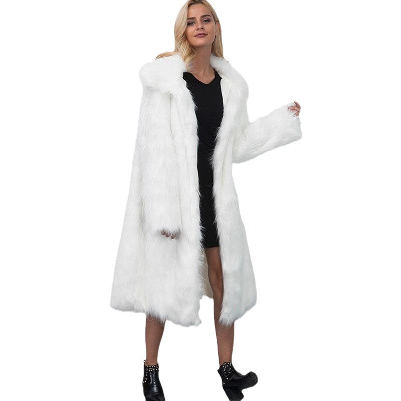 Winter Women Faux Fox Fur Long Coat Thick Full Sleeve Fluffy Luxury Fur Jacket Elegant Mujer Bontjas Warm Furry Shaggy Outerwear