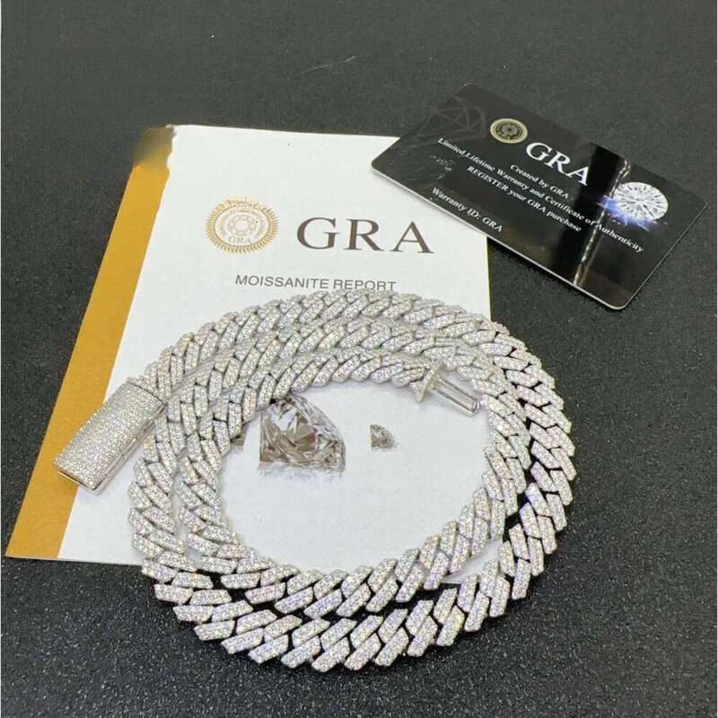 pendant necklaces designer for men Fine jewelry pass dia tester iced out Miami necklace Sterg Sier 13mm cuban k chain moissanite