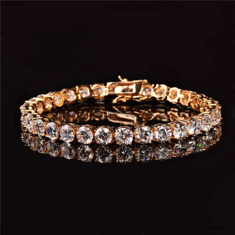 Iced Out Gold CZ Charms Tennis Bracelet - Unisex 3mm-6mm AAA+ Cubic Zirconia Hip Hop Jewelry for Gifts