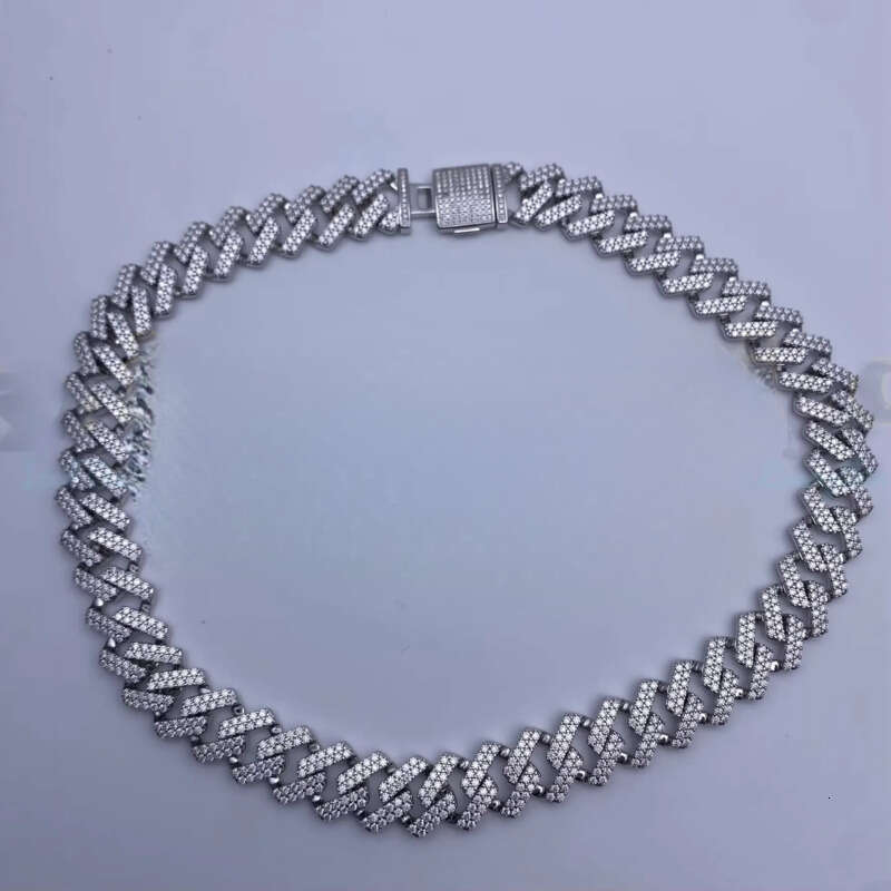 Fine Jewelry Moissanite Vvs1 d Color Cuban Link Chain Real Necklace Hip Hop Pass Dia Test Iced Out