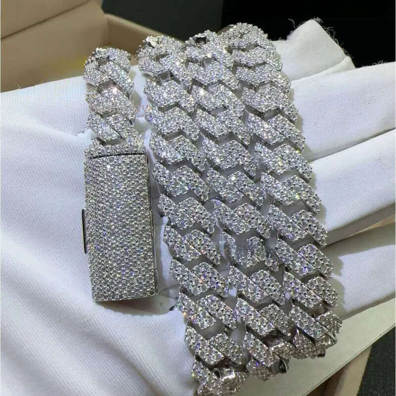 pendant necklaces designer for men Fine jewelry pass dia tester iced out Miami necklace Sterg Sier 13mm cuban k chain moissanite