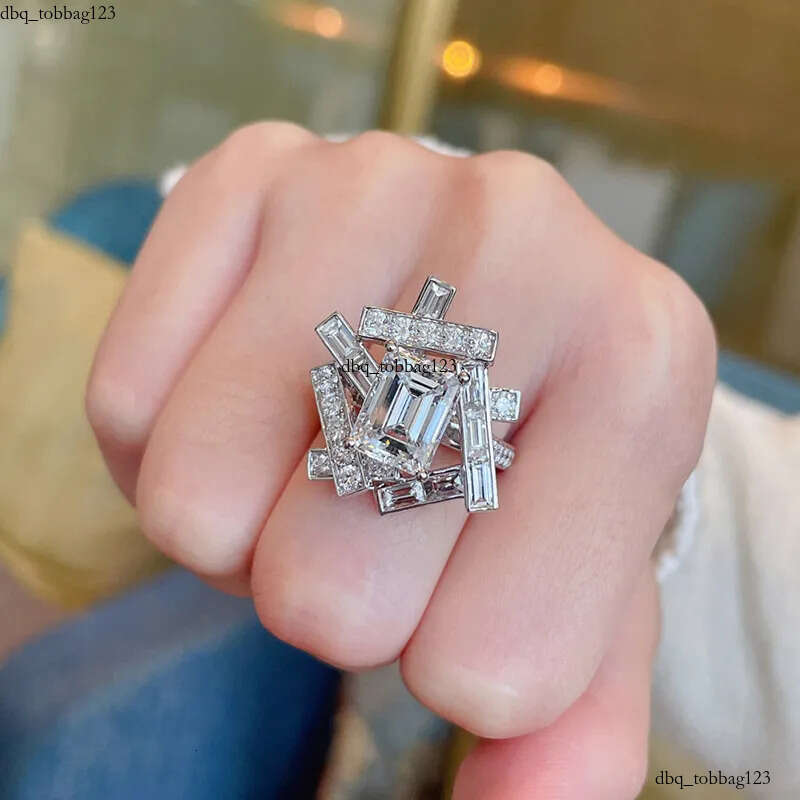 Choucong Brand Wedding Rings Elegant Sparkling Vintage Jewelry Sterling Sier Princess Cut White Topaz CZ Dia Geometry Party Women Cross Band Ring Gift