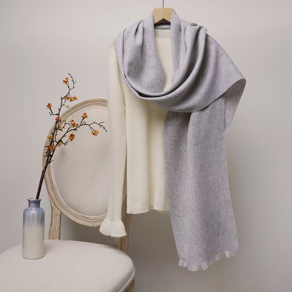 T1955 pure wool scarf autumn and winter warm all-match solid color