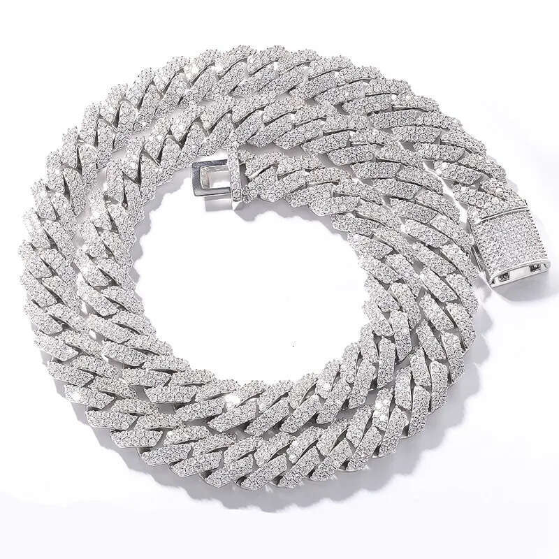 pendant necklaces designer for men Fine jewelry pass dia tester iced out Miami necklace Sterling Sier 14mm cuban link chain moissanite