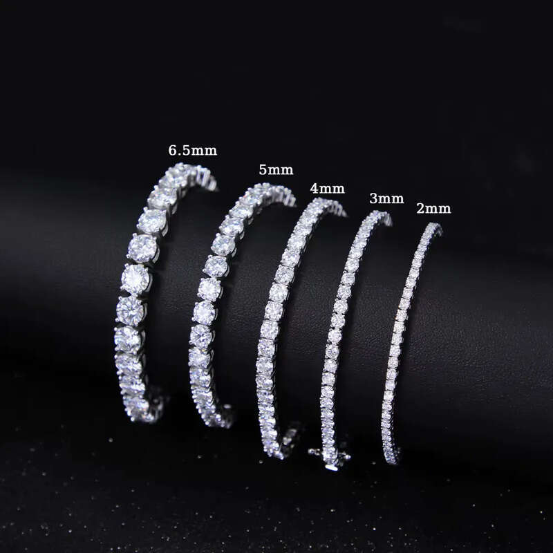 2mm-6.5mm 100% Passed Dia Test S Sier With GRA VVS Moissanite Tennis Chain Ready to Ship for Necklace