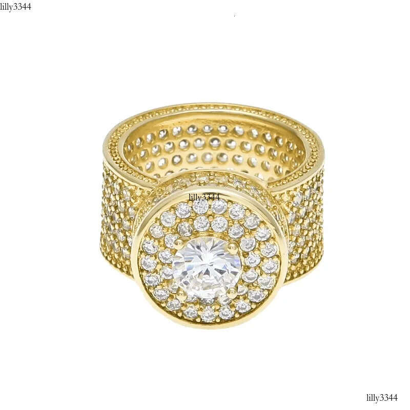 Mens Hip Hop Ring Jewelry Gold Sier Iced Out Crystal Gemstone Dia Rings For Men