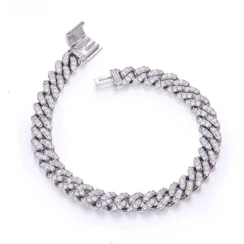 8mm Necklace k Cuban Mossinate Dia Vvs Moissanite Chain Hip Hop Iced Fine Jewelry Sterg Sier