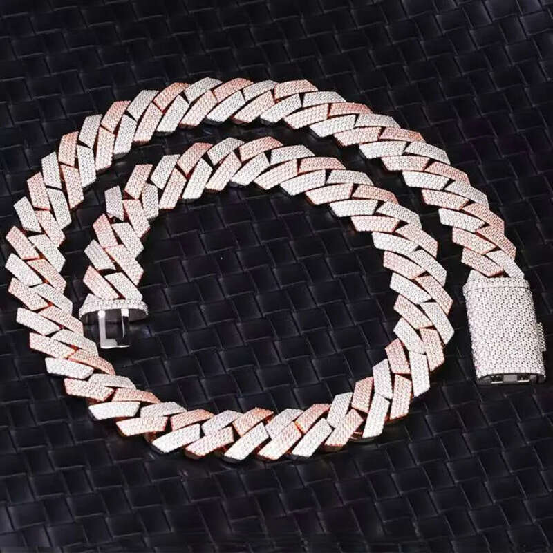 Yy New Arrived 20mm 4 Rows Cuban Link Chian Moissanite Pass Dia Tester Sier Fine Jewelry Necklaces for Men