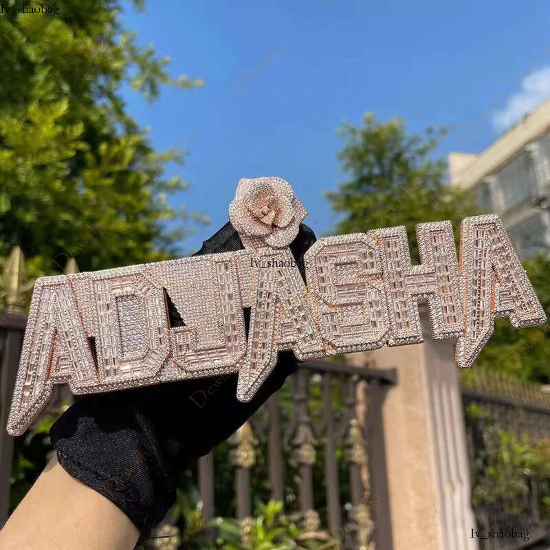 Solid Back Sier Rose Gold Moissanite Name Custom Hip Hop Letter Pendant for Cuban Link Chain
