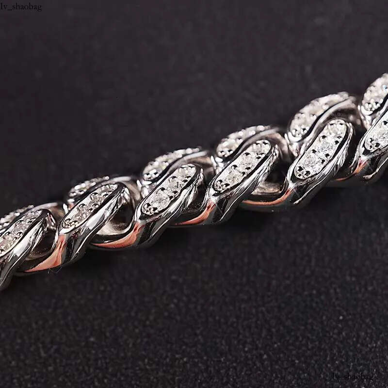 SICGEM Miami Moissanite Cuban Link Chain Sier Stainless Steel Iced out Necklace and Bracelet Set in Gold