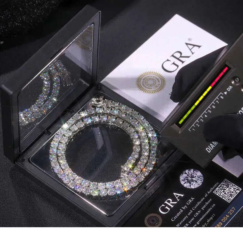 Bracelet necklace hip-hop tennis Sterg Sier VVS Moissanite Dia Cluster Iced Out Cuban Chain for Men Women