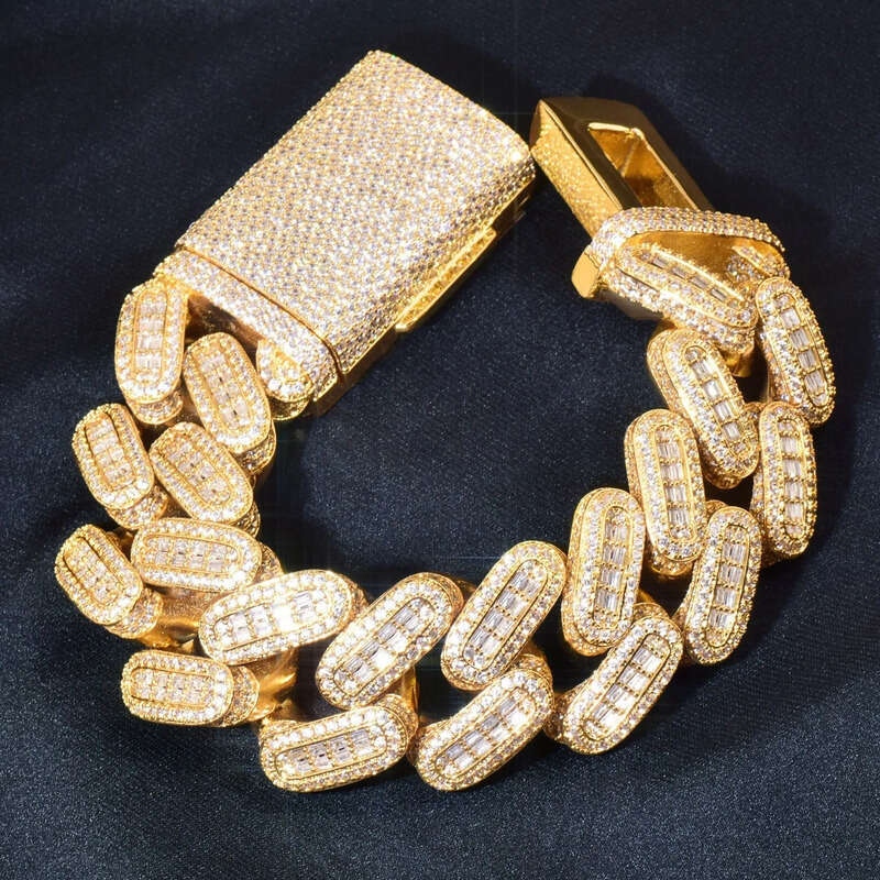 moissanite cuban chain Big Heavy Mens Necklace iced Vvs Moissanite Baguette Dia Hip Hop Iced Out man necklace