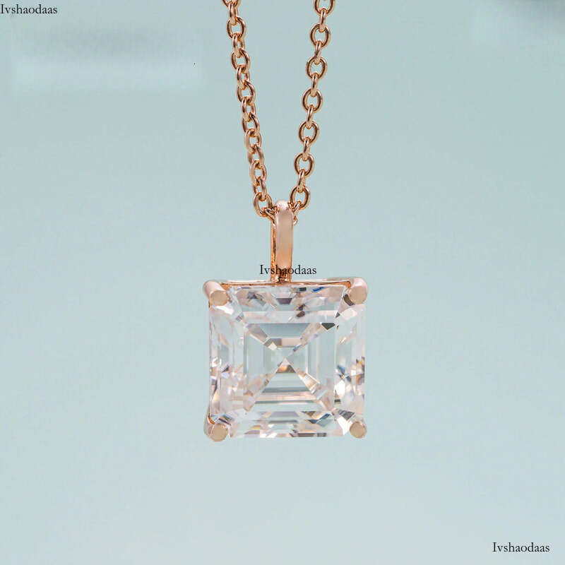 Pass tester asscher cut moissanite custom iced dia women fine pendant necklace