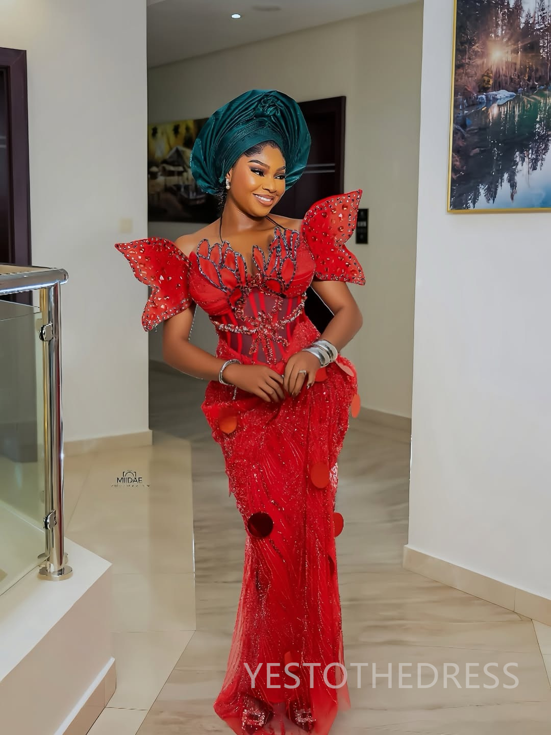 2025 Stylish Aso Ebi Red Prom Dress Evening Dresses Formal Gowns Illusion Mermaid Off Shoulder Beaded lace Crystals Birthday Dress Second Reception Go