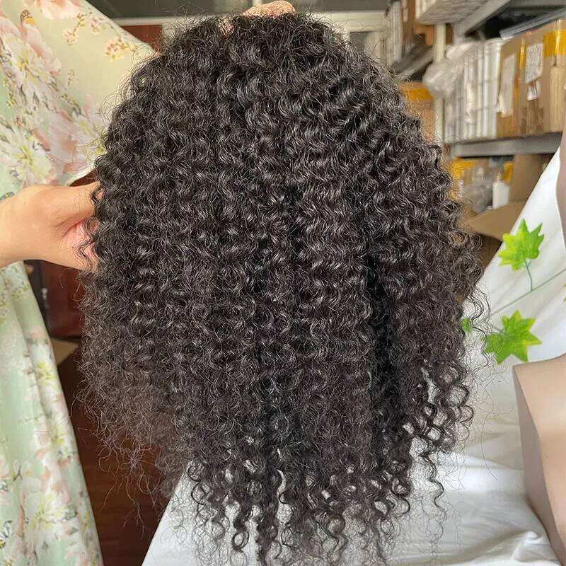 Toupee for Men Mono with PU Around Lace Systems Kinky Curly Wigs, Long Human Hair Natural Color 8x10''12inch