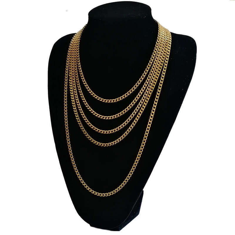 Designer 5mm Miami Cuban Link Chain Men Gold Chains Stainless Steel Choker Mens Necklace Hip Hop Jewelry Gift