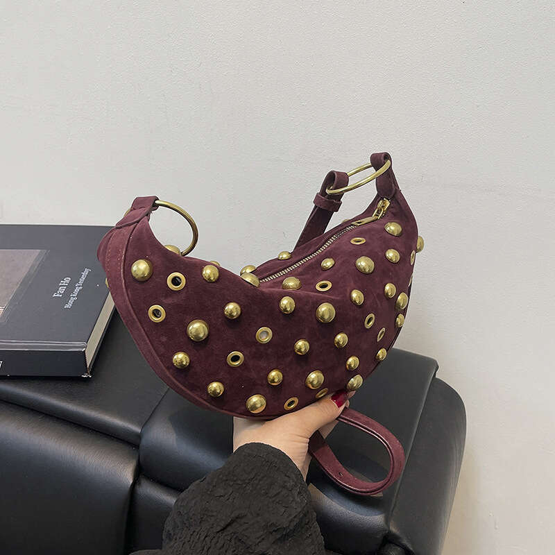 designer bag Luxury bag Eyelet Rivet Heavy Craft Women's Punk Style Fashion New Single Shoulder Underarm Crossbody Bag