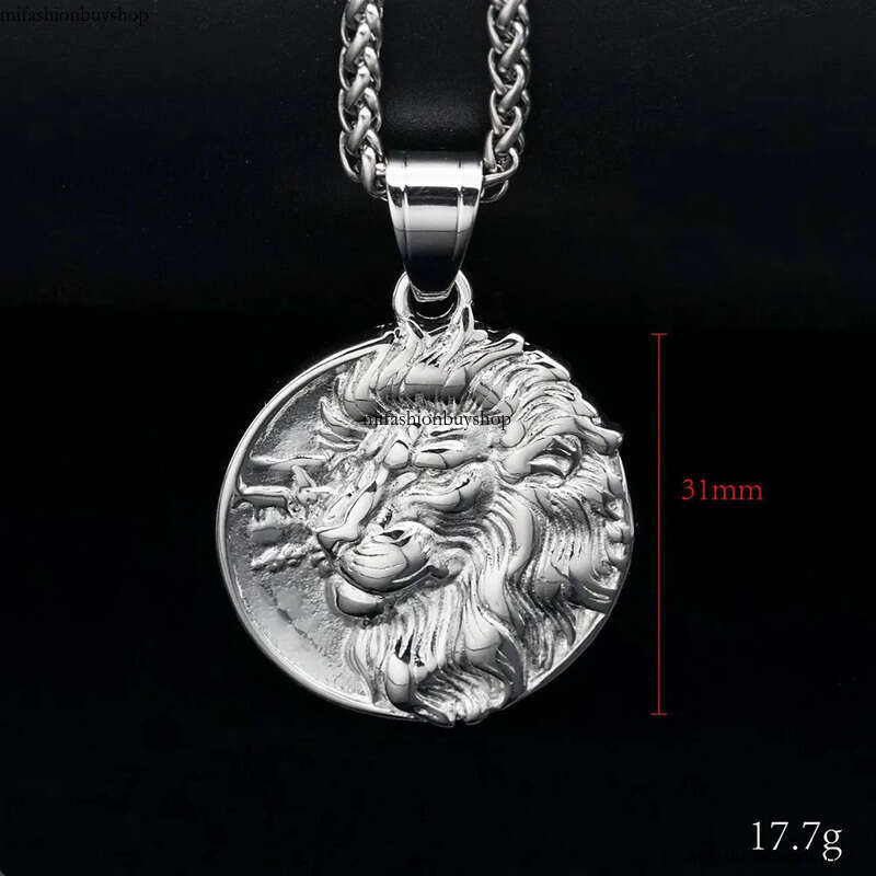Hip Hop Casting Lion Head Pendant Necklace Stainless Steel Gold Plated Men RapJewelry