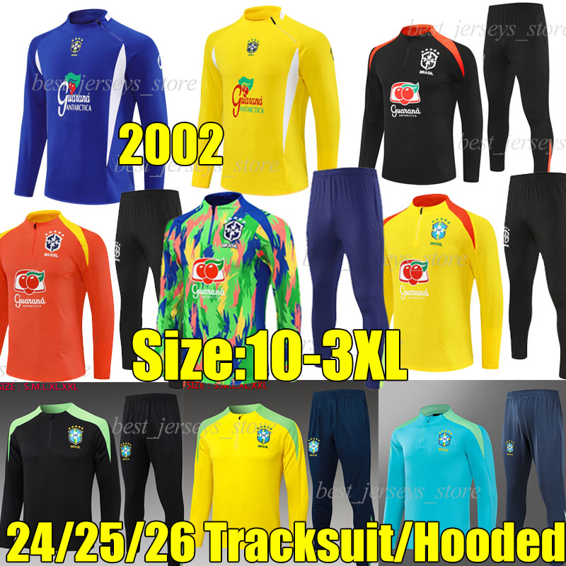 XXXL 2025 BRASIL soccer set football tracksuits Survetement 2002 track jacket RODRYGO VINI JR RAPHINHA MARTINELLI Jogging Hoodies training bRaZils adult kids 2026