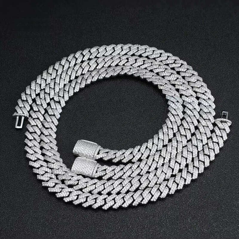 2025 New Arrival Hiphop Jewelry Micro Pave Sterling Sier VVS Moissanite 8MM Cuban Link Chains
