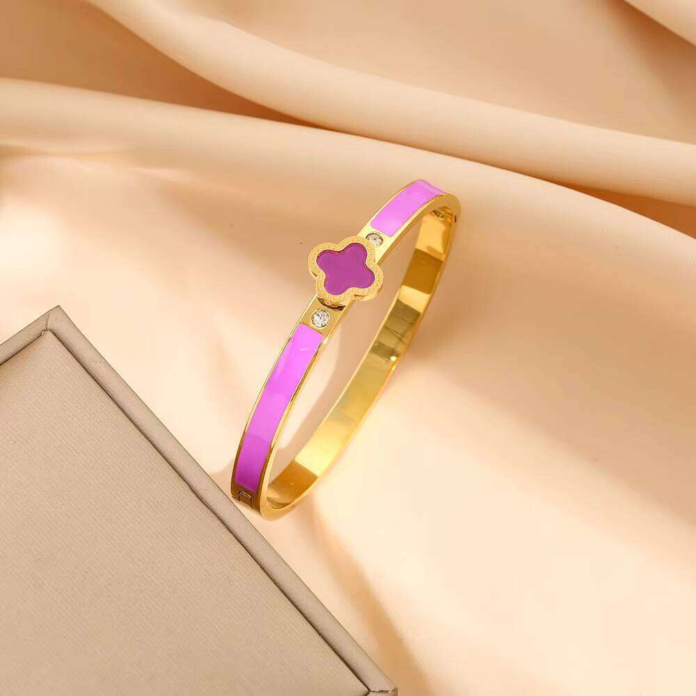 High Quality fashion Sterling silver Jewelry Lucky clover Women's Gold Bracelet