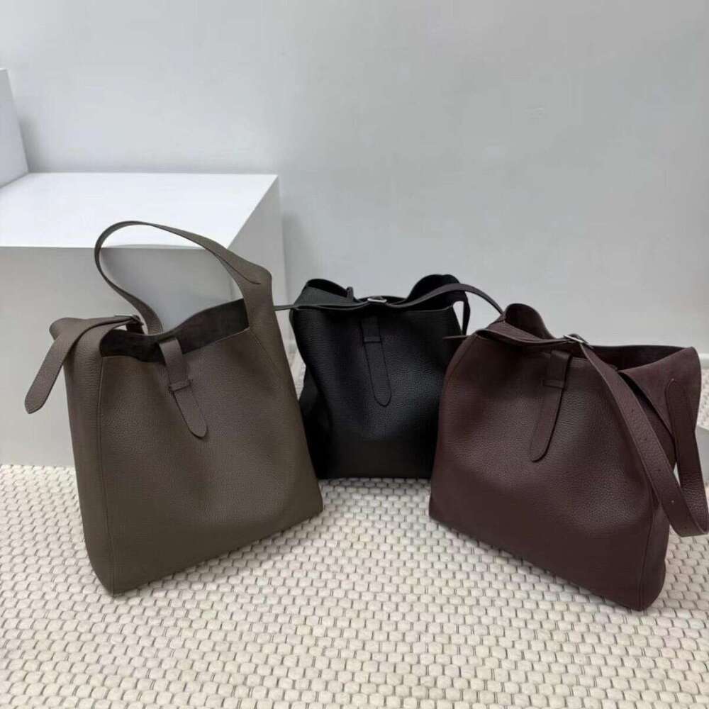 Row Genuine Leather Casual Hobo Shoulder Underarm Old Money Relaxed Bucket Bag Large Minimalist Style