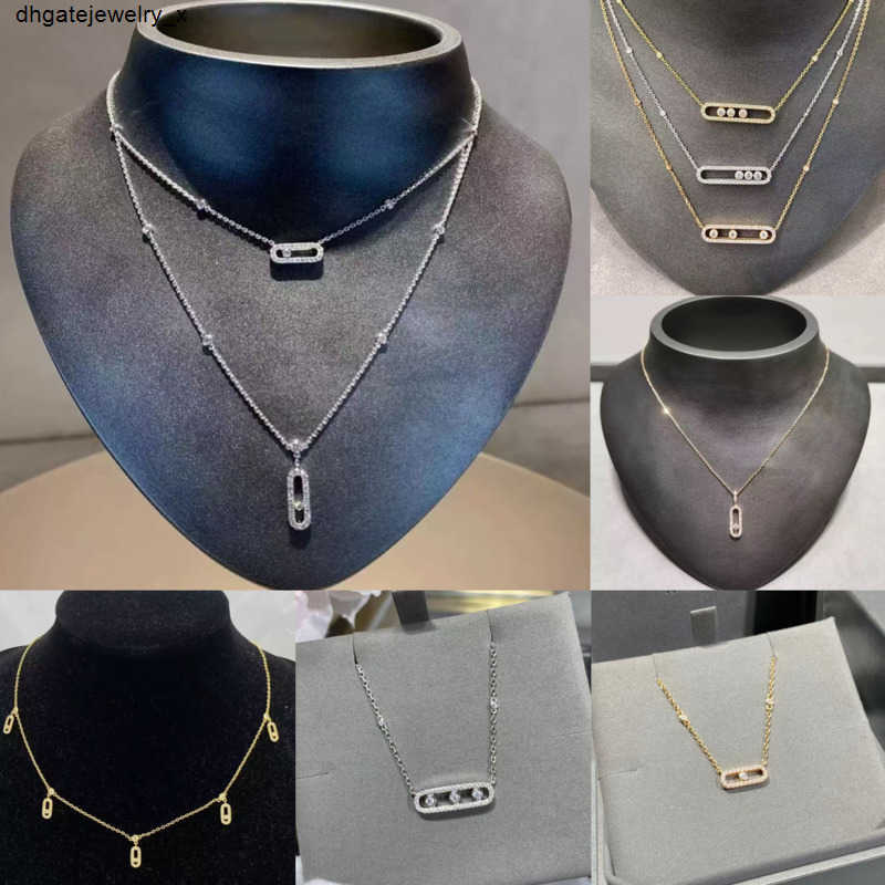 Collana Classica Di Design Da Donna Con Catena In Oro 18K Scorrevole Con Diaman…